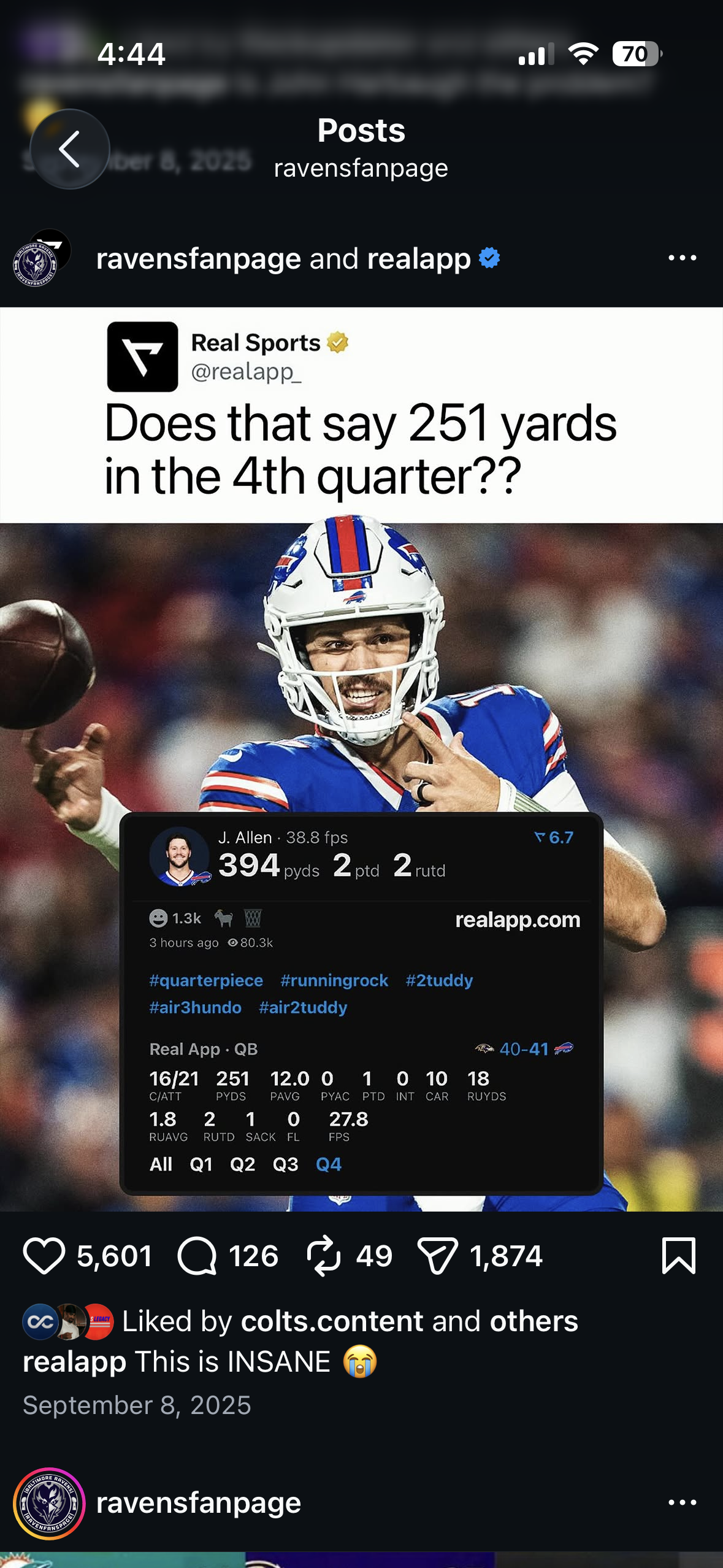 Real Sports collaboration post on Ravensfanpage